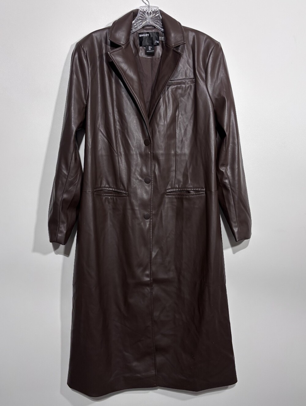 Bailey 44 Vegan Leather Brown Trench Long Coat